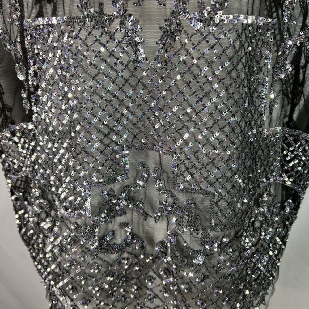 RARE Couture Libertine Embellished Black Sequin Top L - Picture 7 of 13